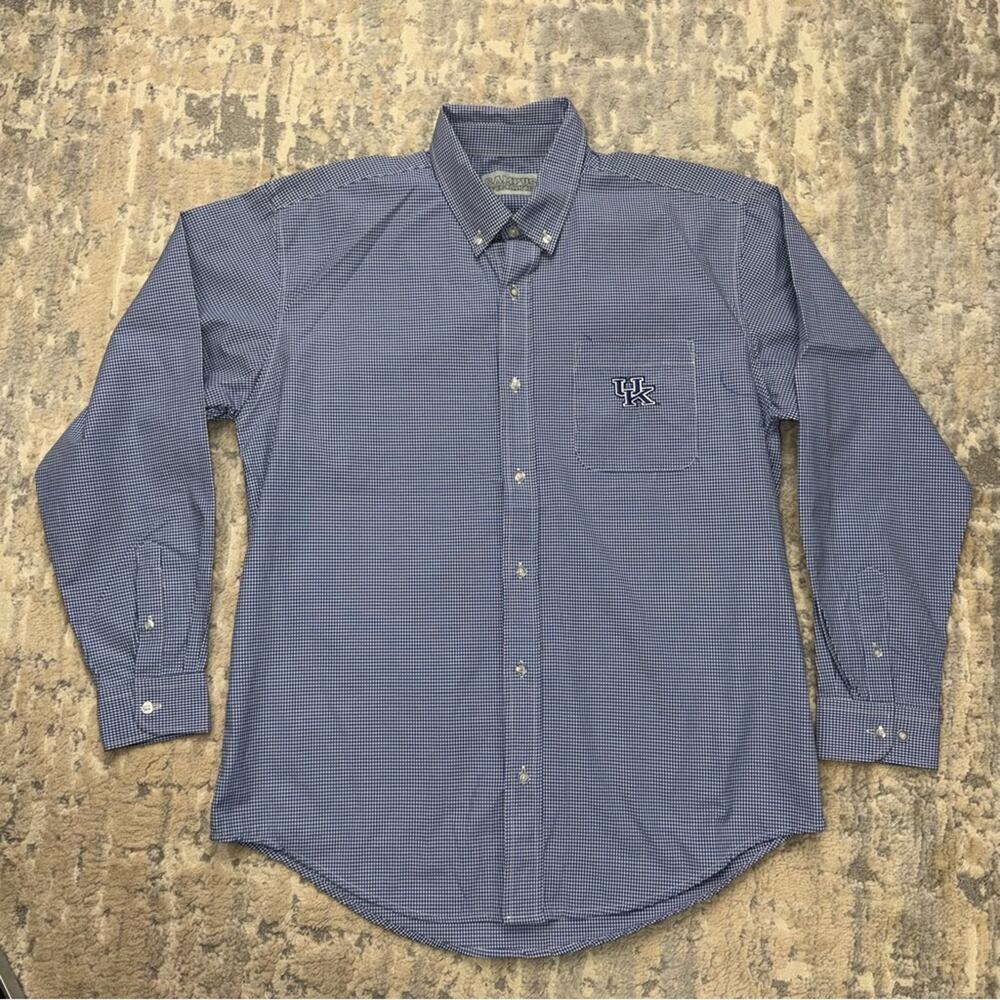 Campus Specialties Blue White UK Kentucky Wildcats Button Front Shirt Large